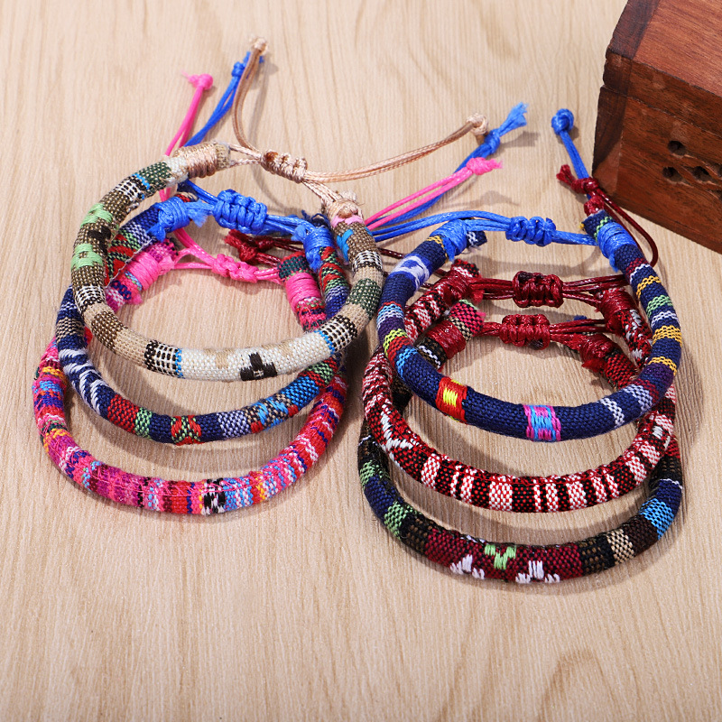 Ethnic Style Colorful Cotton Braid Unisex Bracelets 1 Piece