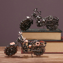 铁艺复古哈雷摩托车模型摆件 家居装饰办公室桌面金属工艺品摆设