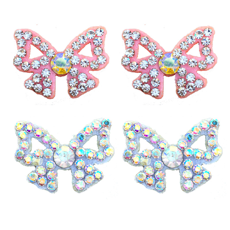 蝴蝶结领结无纺布镶钻补丁贴手工DIY服装包包鞋帽配饰水钻布贴