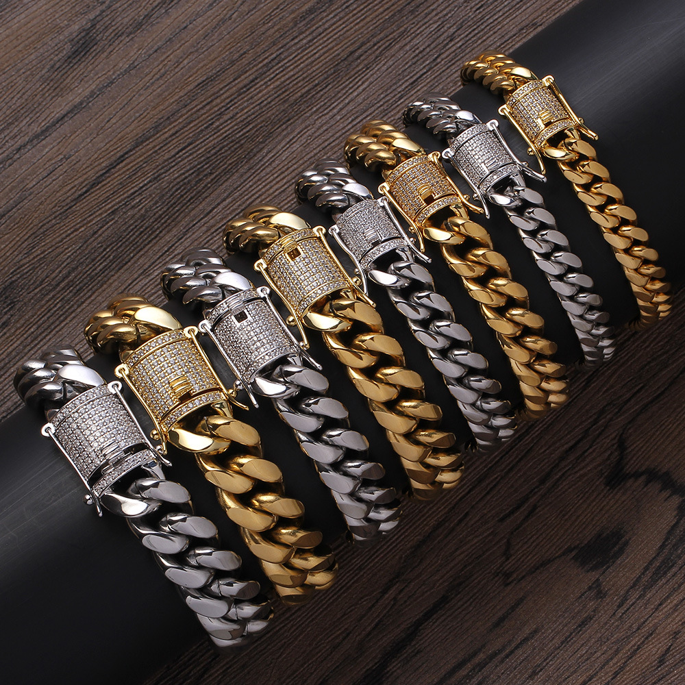 Copper double-sided bracelet stainless steel with zircon