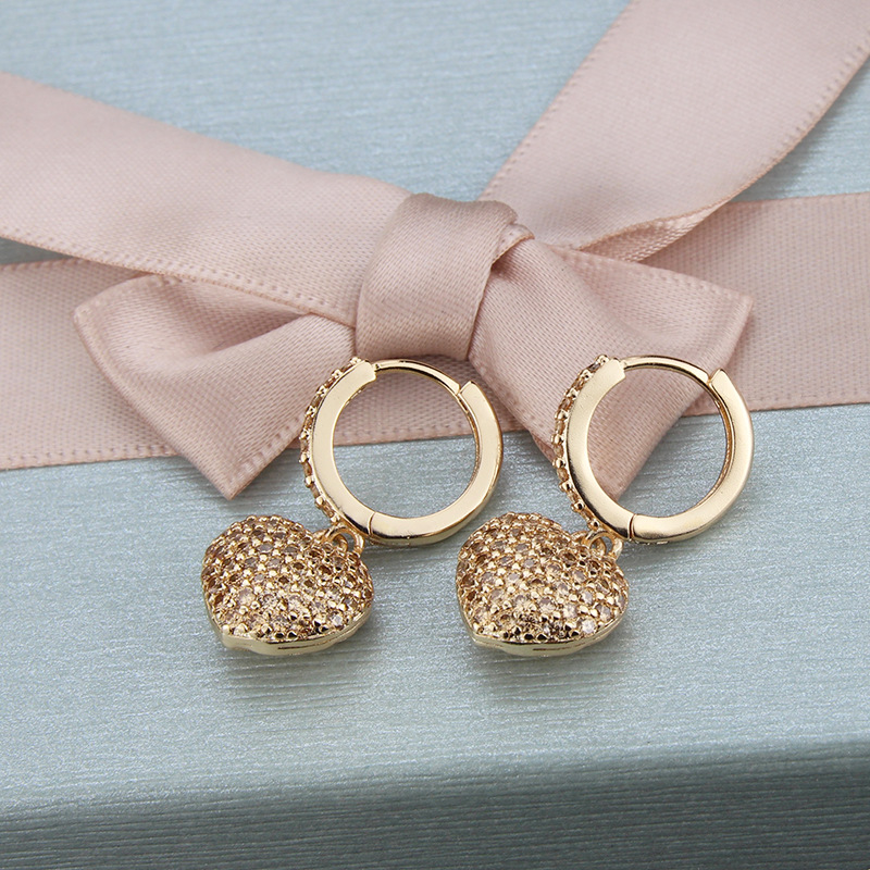 Simple Heart-shaped Zircon Earrings display picture 6