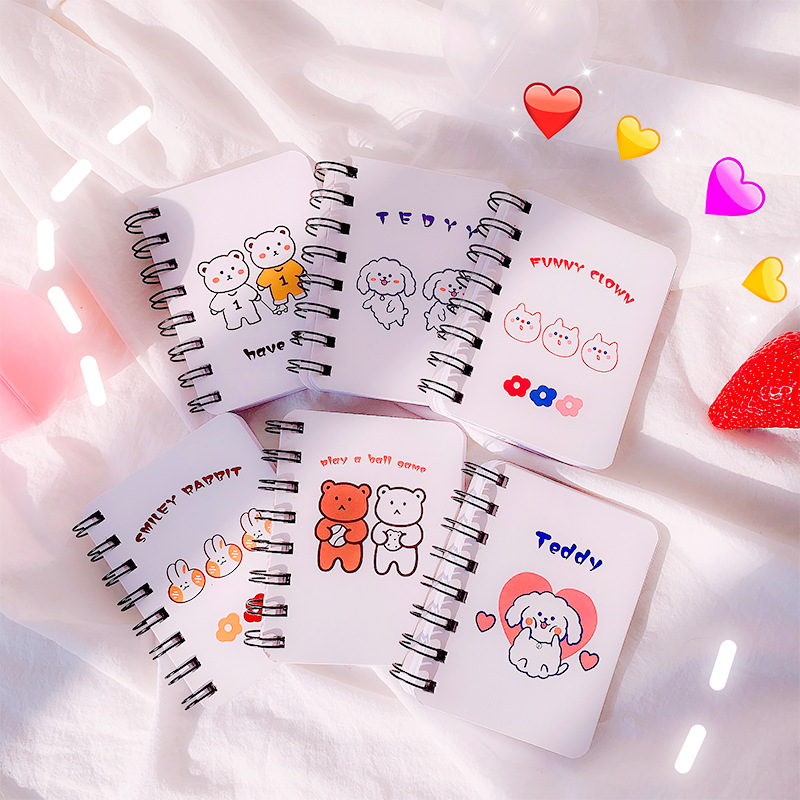 韩版可爱ins风卡通笑脸线圈本兔子彩虹学生线圈本活页留言备忘本|ru