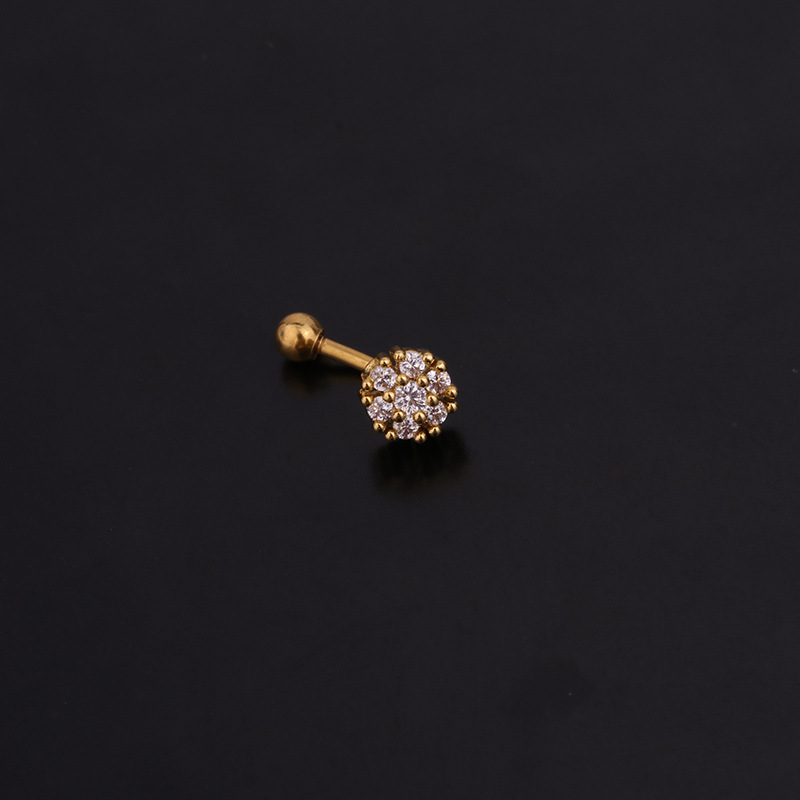 Ear Cartilage Rings & Studs Lady Flower 316 Stainless Steel  Copper Inlaid Zircon display picture 11