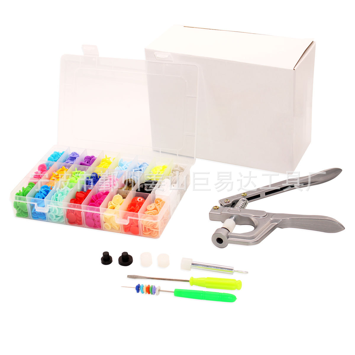 彩色树脂四合扣 手压钳套装 T5纽扣批发 四合扣安装工具24色