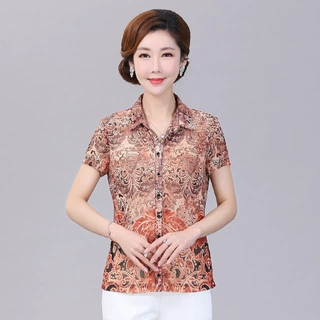 竹语声2024新款夏装弹力台湾纱大码短袖款修身妈妈装女