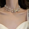 Brand necklace from pearl with bow, choker, chain for key bag , internet celebrity