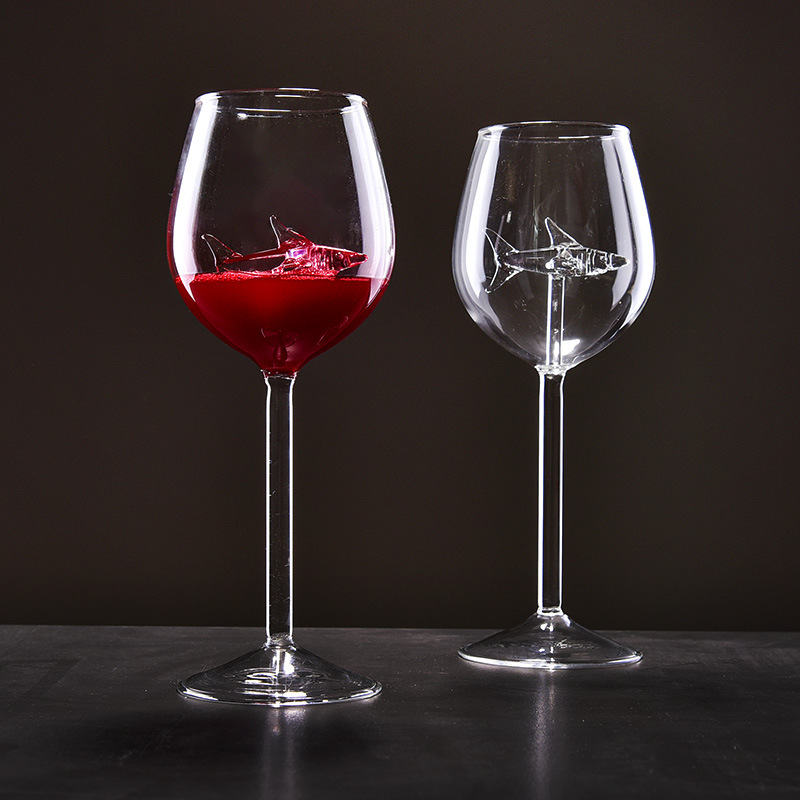 Juego de copas de vino de cristal, copa creativa con forma de tiburón, copa de cristal para el hogar, copa, copa de champán, juego de vino, copa con forma de delfín
