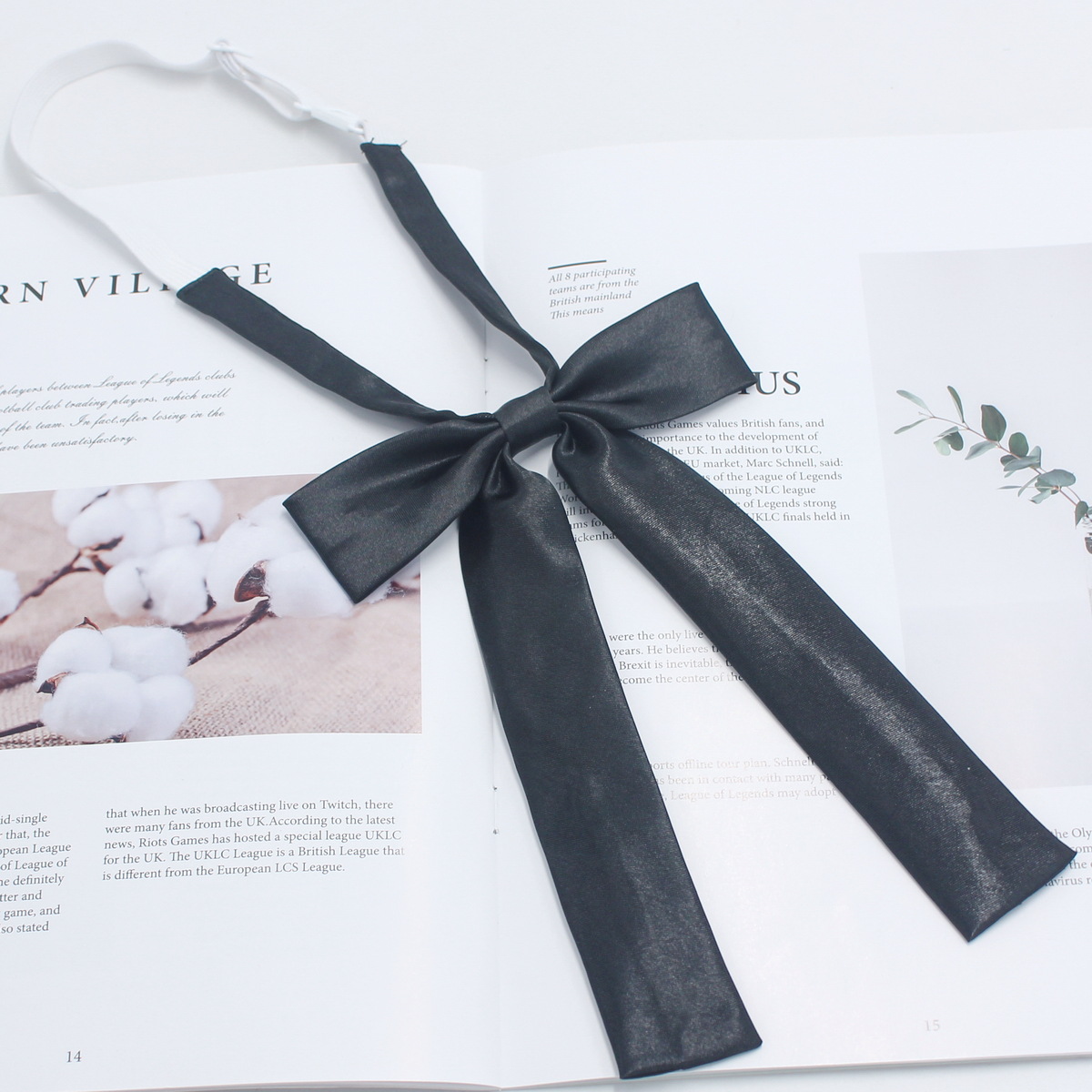 Pajarita de color sólido brillante para niñas pequeño mango largo cuello rojo vino flor estilo coreano cabeza plana archivo de satén jk uniforme lazo