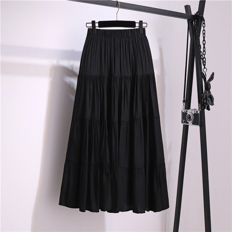 Cotton Fabric Type Summer Spring Casual Solid Color Cotton Maxi Long Dress Skirts