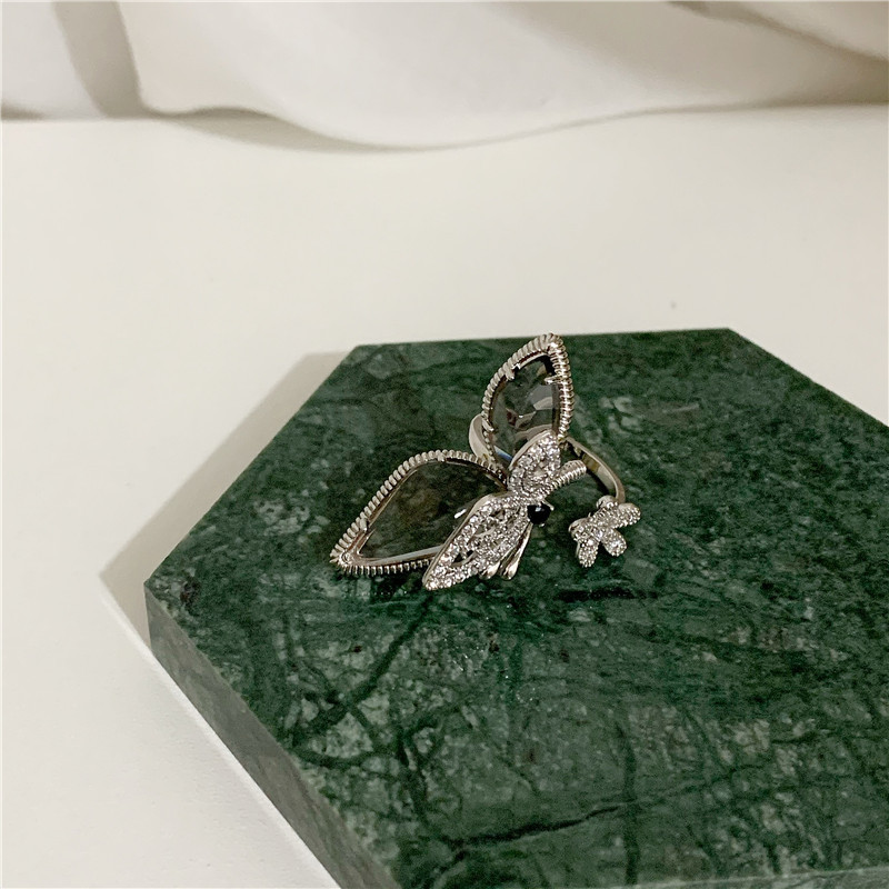Flash Diamant Strass Schmetterling Zirkon Offenen Ring display picture 3
