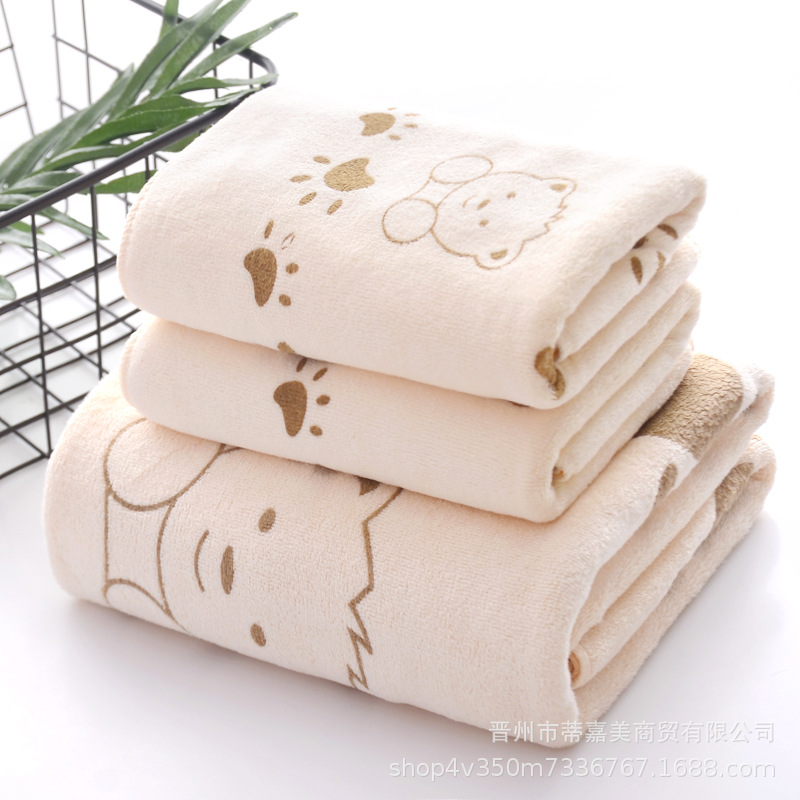 Toalla de baño de tres piezas conjunto absorbente de secado rápido impresión hermosa suave envoltura larga de las mujeres de dibujos animados para adultos Toalla de playa regalo de retorno