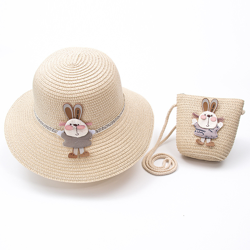 New Straw Hat Shoulder Bag Set Nihaojewelry Wholesale Small Fresh Children Cute Hat Bag Summer Girl Travel Match display picture 1