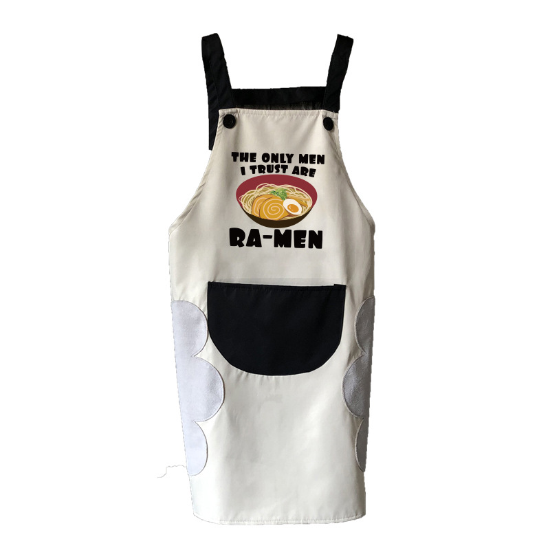 Lindo delantal doméstico de la pareja cocina impermeable a prueba de aceite de la moda de las mujeres ropa de trabajo japonesa sobretodo Impresión de logotipo impreso