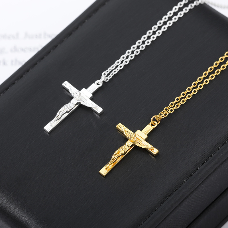 Simple Stainless Steel Jesus Cross Pendant Necklace display picture 1