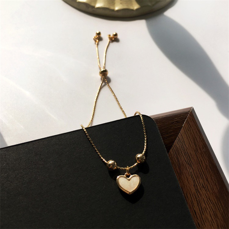 New imitation mother-of-pearl heart-shaped bracelet for women, Korean version on Instagram, simple and versatile, student best friend, niche feel, Internet celebrity accessory pic 45