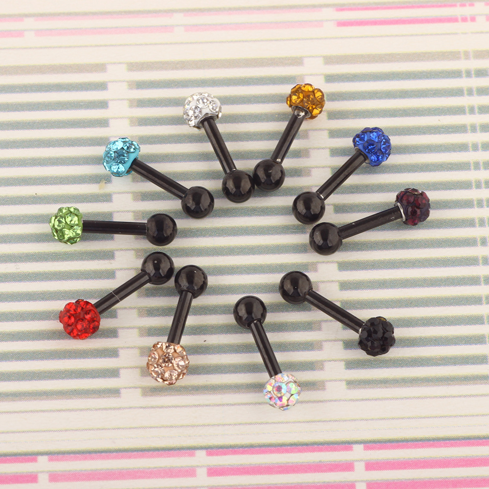 Stainless Steel Diamond Ball Shiny Black Ear Stud Cartilage Earbone Piercing Jewelry detail image 8