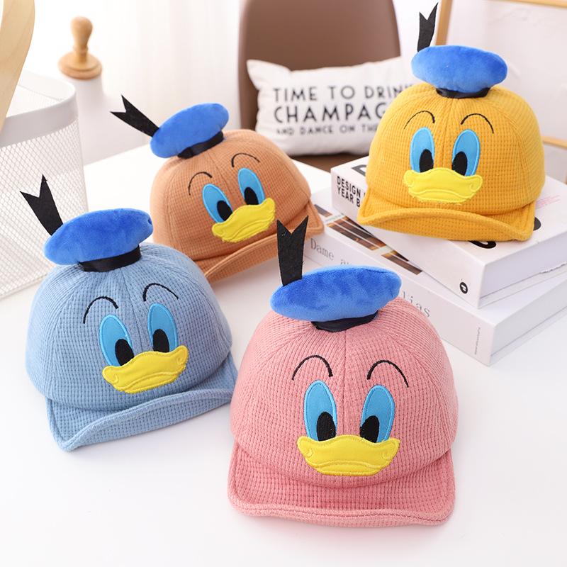 宝宝帽春秋厚款婴儿防风帽鸭舌帽1岁2男童唐老鸭软沿帽女孩棒球帽|ms