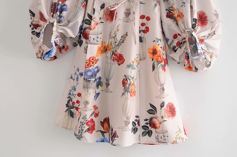 Vestido cruzado de manga larga con estampado retro de otoño NSAM6730