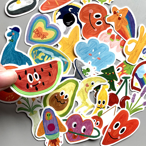 Oil painting series fruit dessert cartoon waterproof car sticker decoration car mobile phone computer account DIY sticker