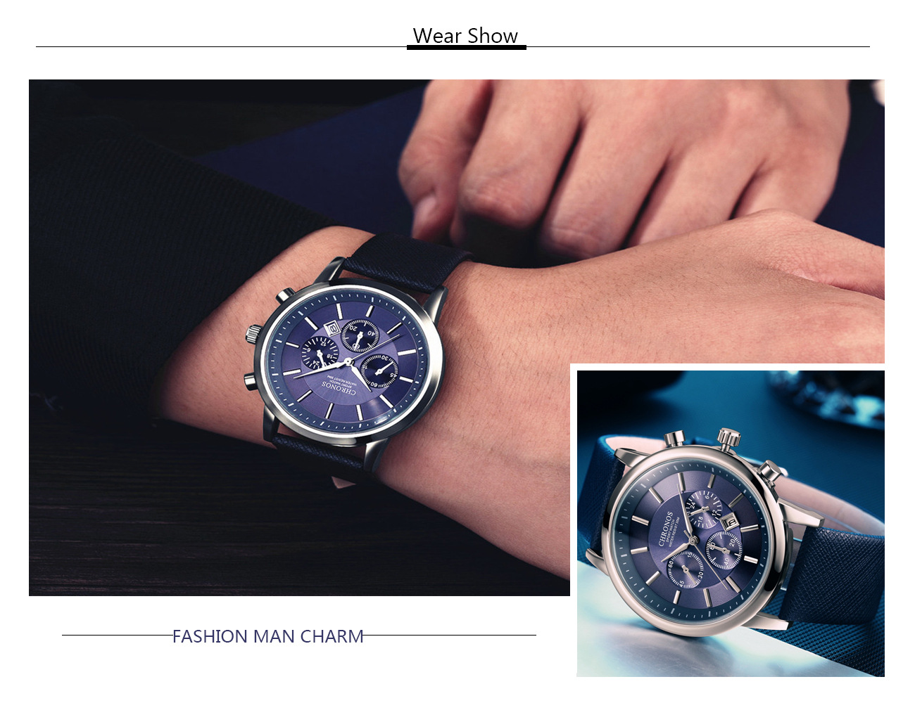 New light luxury fashion simple men's watch leisure belt calendar watch_voghion.com