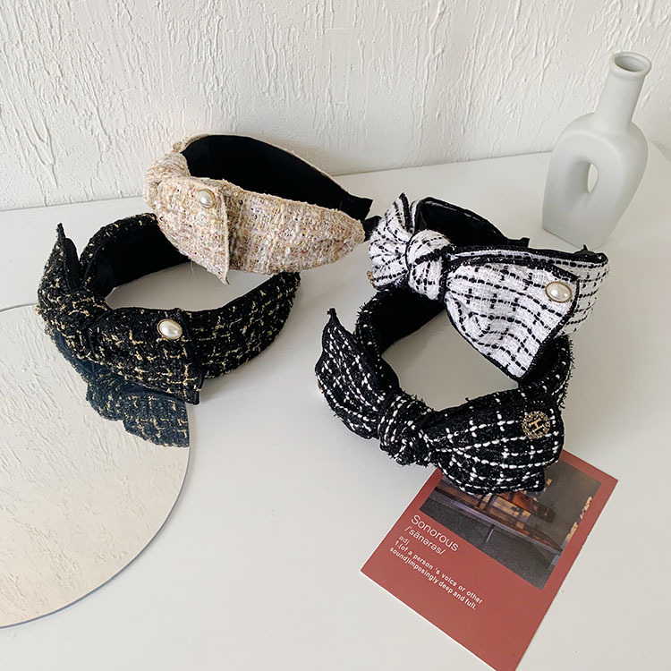 Woolen Plaid Fabric Headband display picture 8