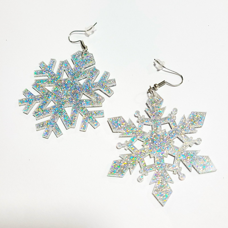 1 Pair Exaggerated Snowflake Arylic Earrings display picture 3