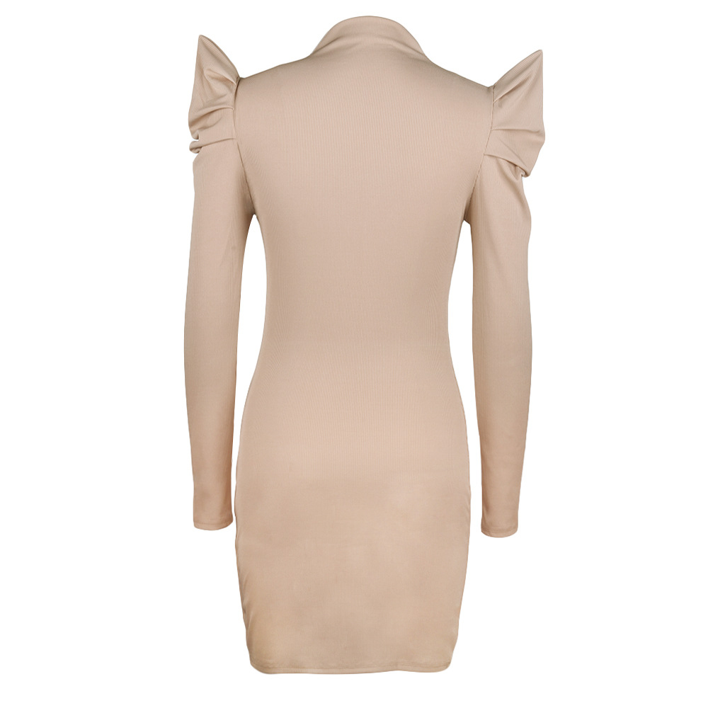 Round Neck Solid Color Slim Sexy Dress NSHML66659