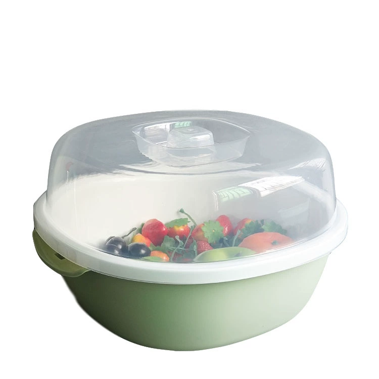 Double-layer vegetable washing basket, fruit drain basket, vegetable sieve, kitchen fruit storage basket plastic, multi-purpose vegetable washing sieve with cover