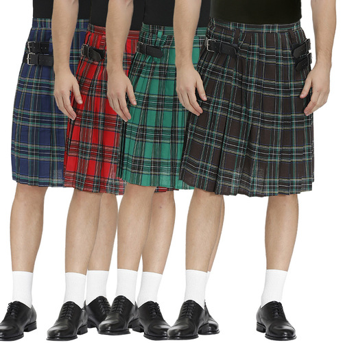 Scottish National Festival Dress Men's Plaid Pleated Skirt Nightclub Bar Work Eccentric Plus Size Cross-Dressing Costume