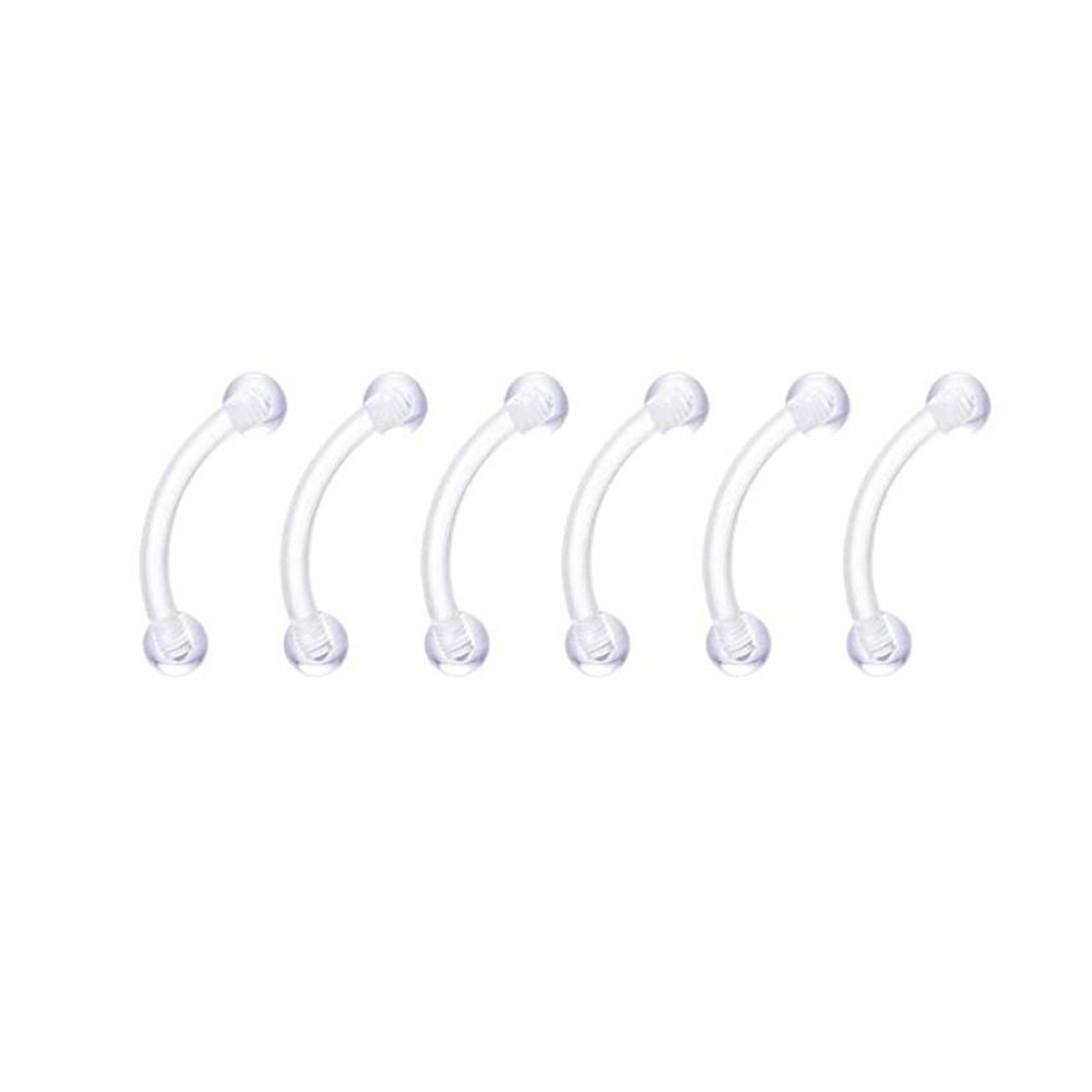 Transparent Acrylic Piercing Jewelry Set - Nose Ring, Eyebrow, Belly Button, Tongue, Lip - 6 Pieces detail image 8