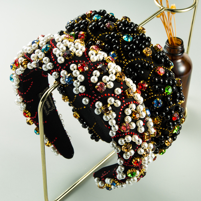 New Fashion  Luxury Handmade Pearl Thickened Sponge Headband display picture 2