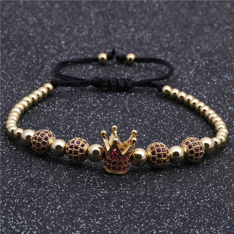 Chaude Micro Incrusté Couleur Bleu Zircon Couronne Strass Balle Tissé Bracelet Approvisionnement Du Commerce Extérieur Ornement display picture 8