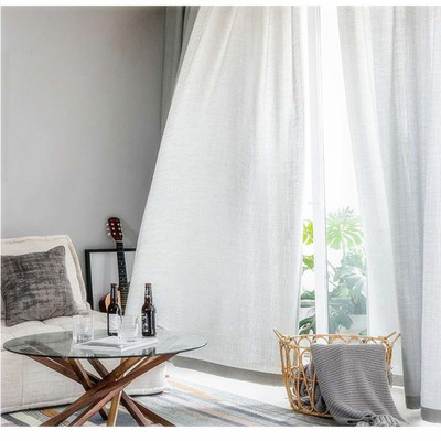 廠家直銷百搭款窗紗紗簾 十字麻窗紗亞馬遜跨境爆款白紗成品批發