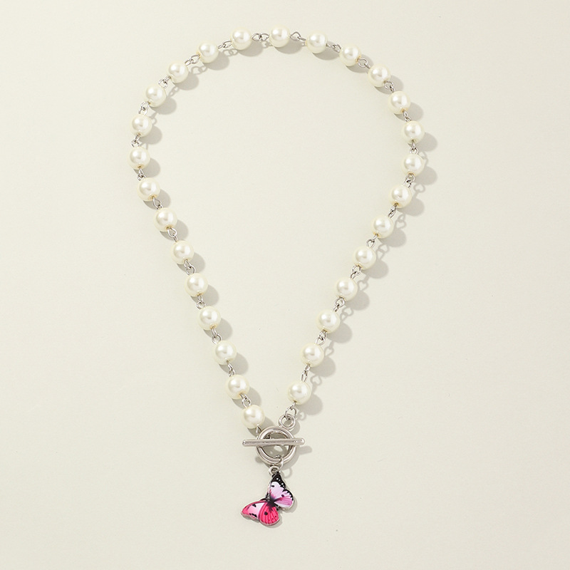 Fashion Jewelry Simple Metal Chain  Pearl Butterfly Necklace Wholesale Nihaojewelry display picture 3