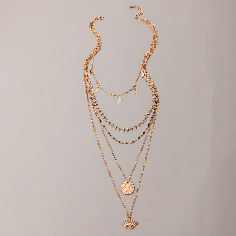 Fashion Simple And Exaggerated Versatile Multi-layer Disc Moon Eye Necklace display picture 3