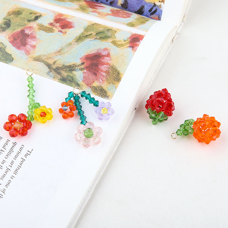 10 Piezas/Paquete Cristal De Imitación Vidrio Flor Fresa Colgante display picture 7