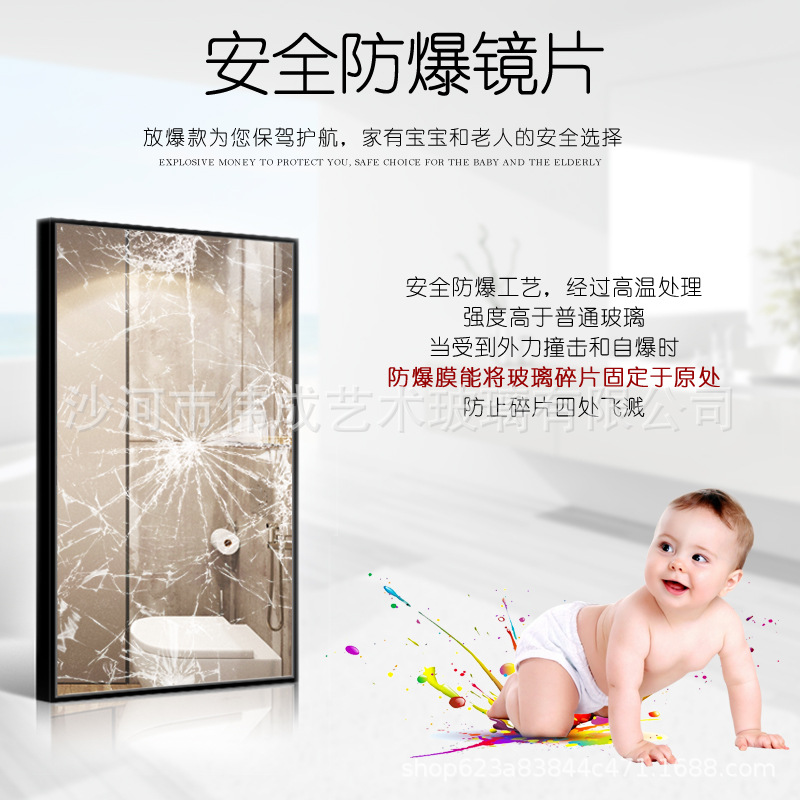 De una pieza de entrega de aleación de aluminio espejo de baño con estante de almacenamiento de baño colgante de pared espejo de baño espejo vestidor