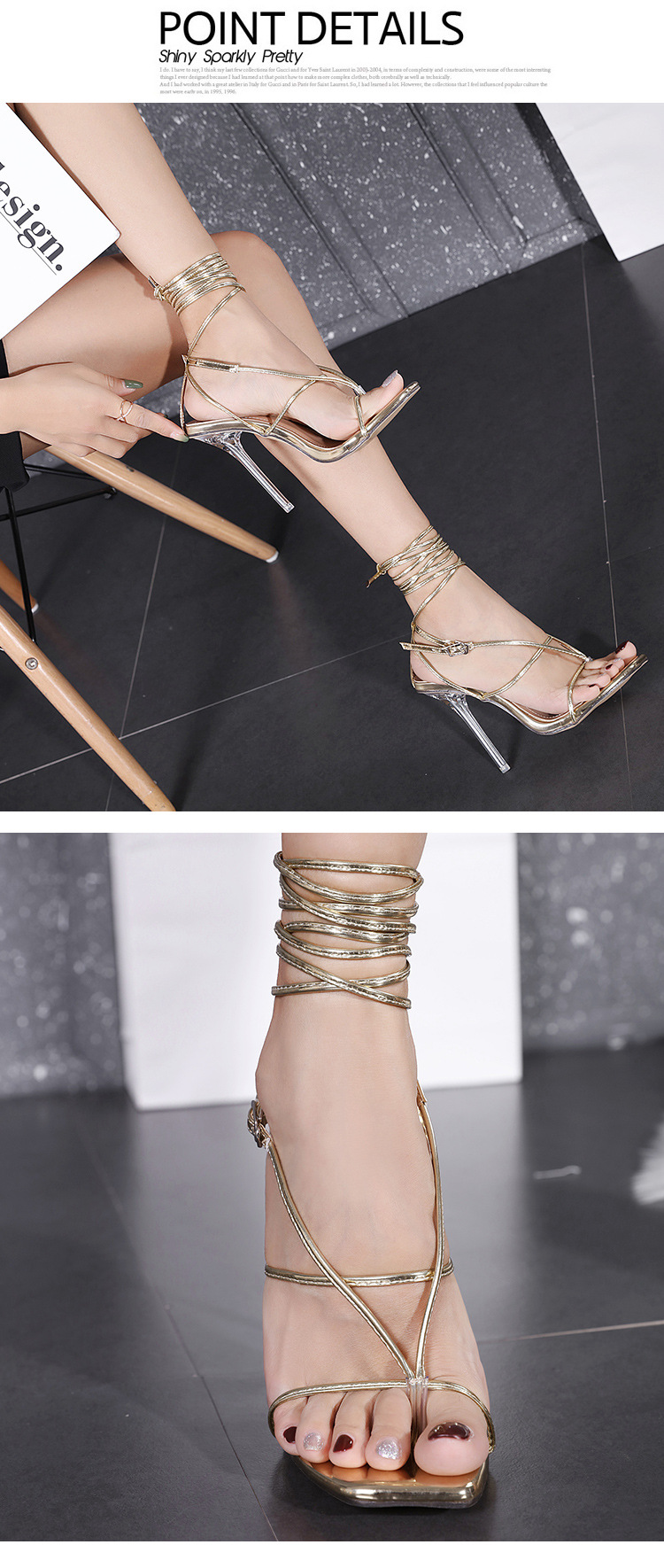 Women's Strappy Crystal Transparent Sandals display picture 18