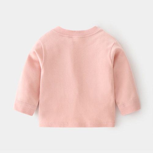Baby Autumn Clothing Baby Cotton Home Retro Cotton Boys and Girls Spring and Autumn Underwear Bottoming Shirt Children's Clothes Shoulder Open T-shirt