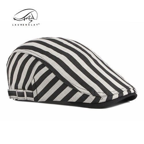 New men's beret wholesale Korean style fashionable spring and summer thin peaked cap for women breathable striped forward hat trendy