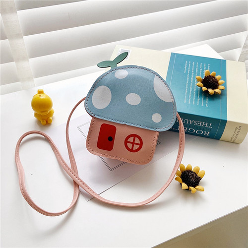 Children's bags wholesale  new cartoon cute small mushroom house crossbody accessories bag candy color zero wallet 