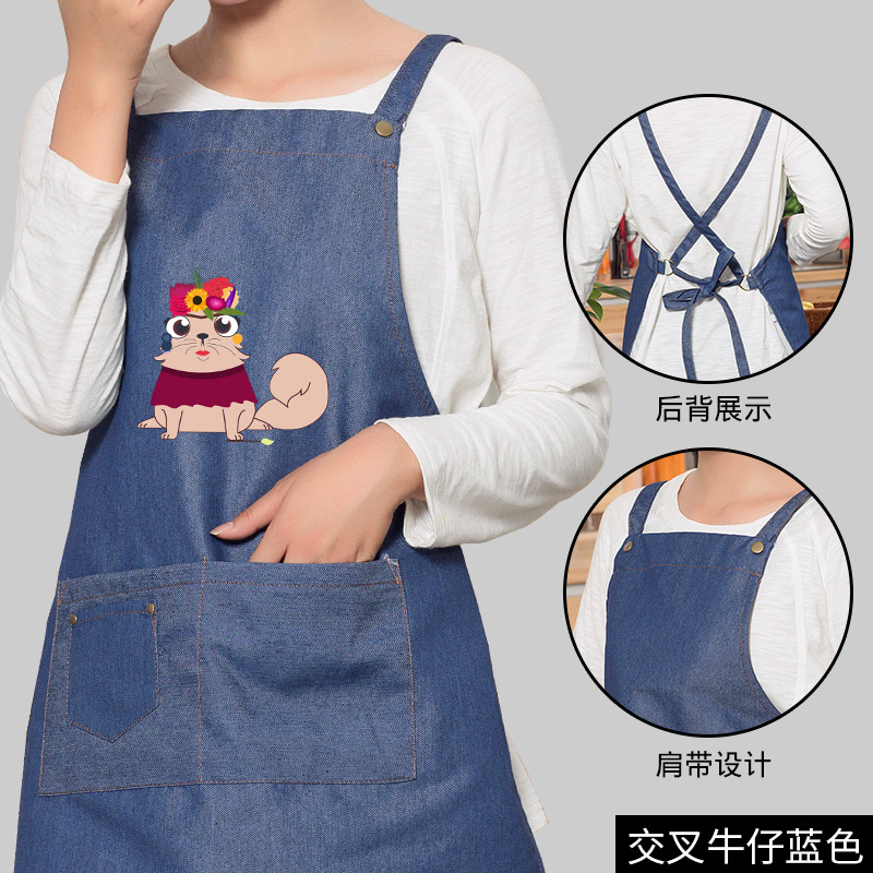 Tienda de flores para mascotas ropa de trabajo delantal cocina moda coreana anti-fouling anti-aceite pareja delantal de cocina logotipo imprimible