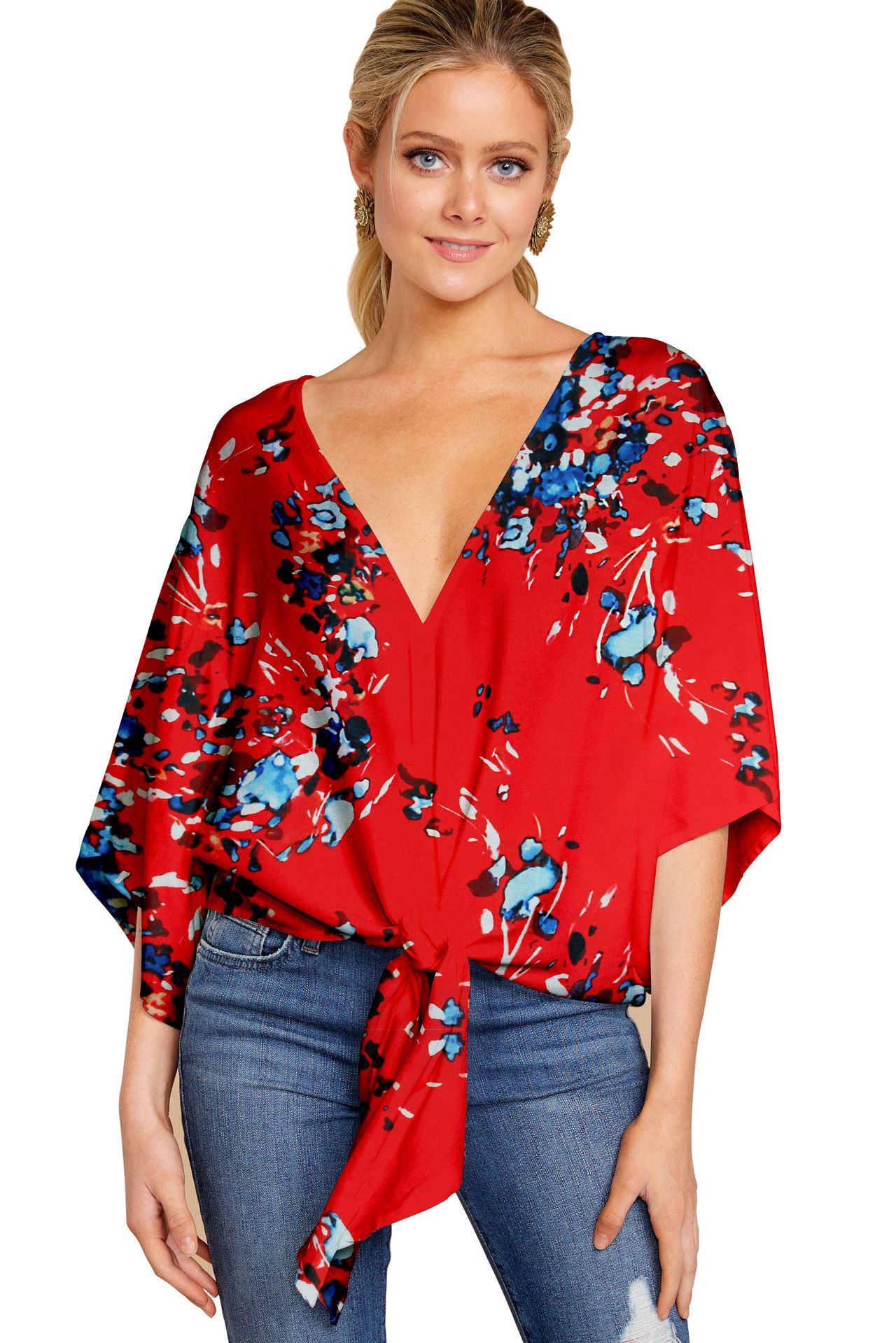 Women's Blouse Half Sleeve Blouses Elegant Printing Color Block display picture 23