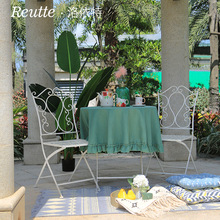 鐵藝復古陽台桌椅套裝靠背庭院歐式美式折疊室外桌椅子戶外家具