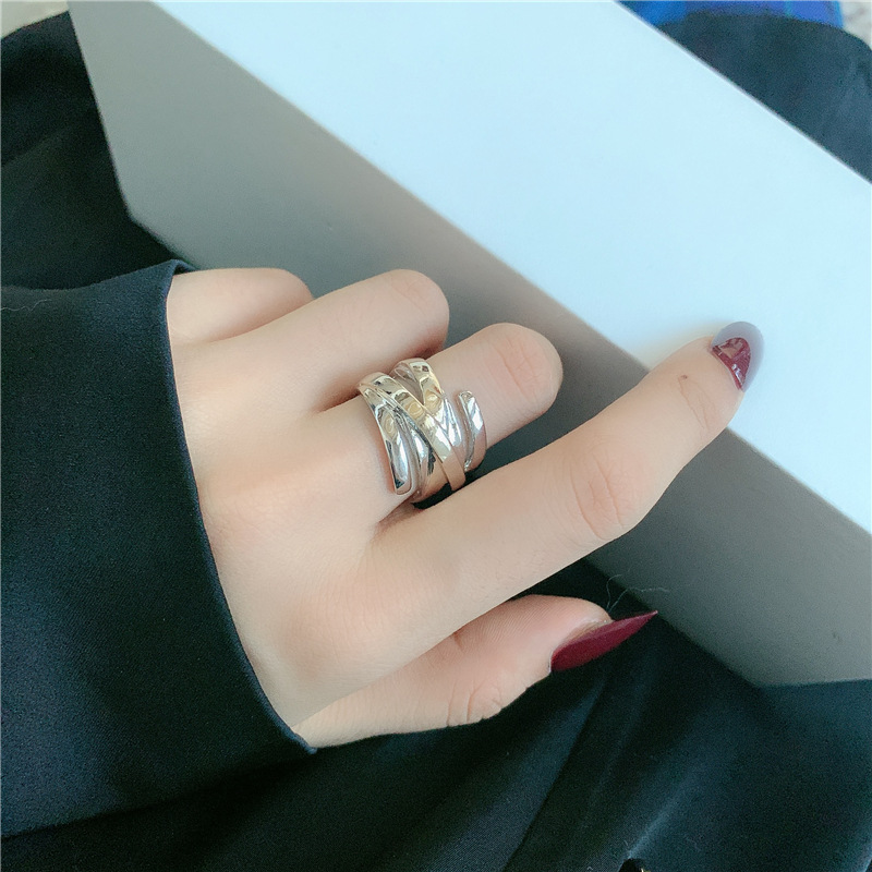 Hot Selling Retro Temperament Ring Personality Two-color Open Index Finger Ring display picture 4