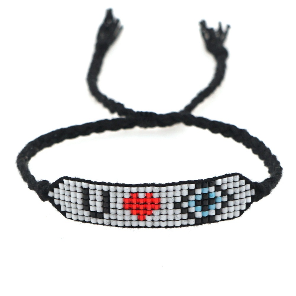 Turkish evil eye beaded Miyuki rice beads woven letter braceletpicture3