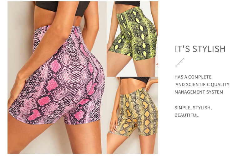 high stretch snake print high-waist hip-lifting sports yoga shorts nihaostyles clothing wholesale NSLBS81505