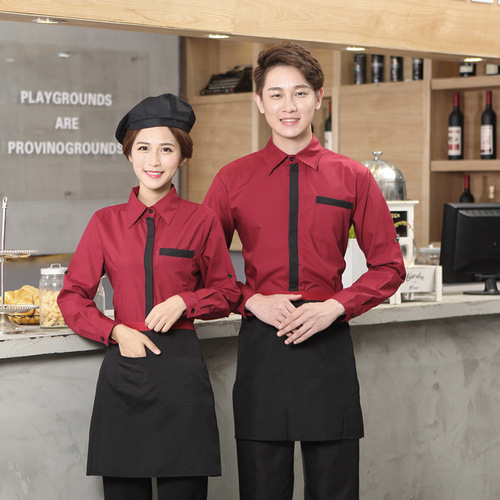 Chef overalls Western restaurant hotpot shop waiter work clothes baking cake room restaurant dining shirt long sleeve