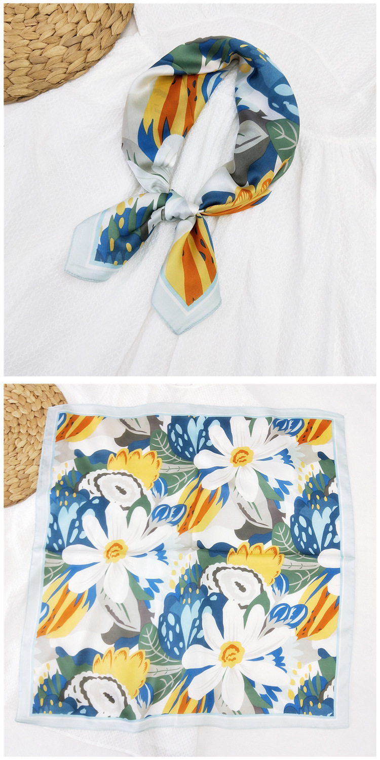 60g Weight Silk Scarf Classification Travel Occasion Silk Material Unisex Gender Printing Design Sweet Style Khaki, Grey, Red, Green, Blue, Yellow, Black Color 70 Small Square Scarf Silk Scarf Women Summer Neck Scarf Neck Protector Korean Thin Scarf 21