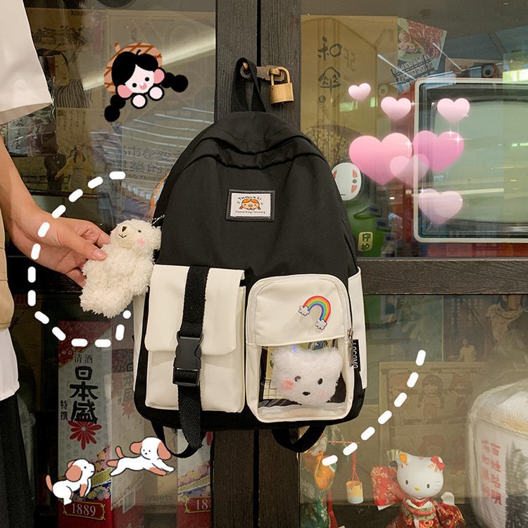 Korean Student Hit Color Backpack Soft School Bag display picture 133